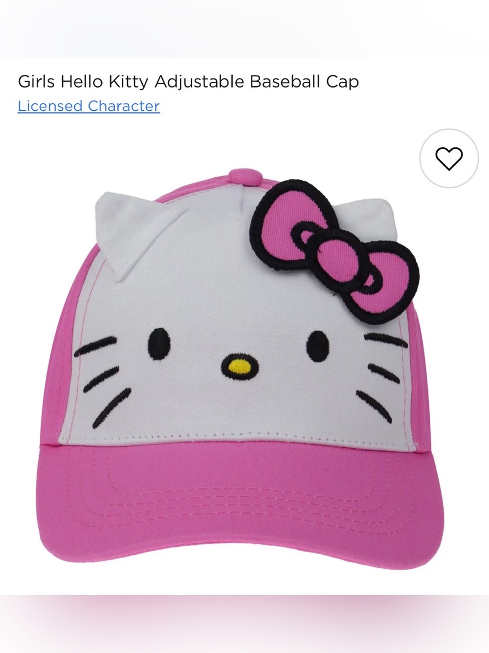 NWT Girls Hello Kitty Adjustable Baseball Cap